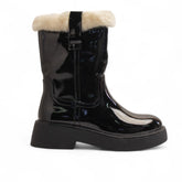 Europeon Union Women Black Vernis Leather Half Boot #3449